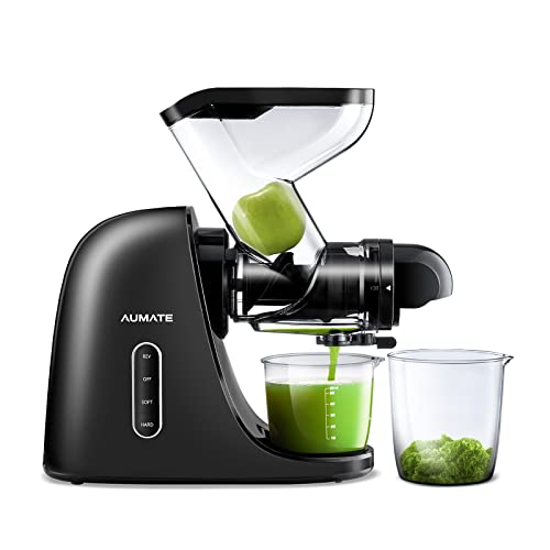  AUMATE Fretta Cold Press Juicer Extractor, 3" Wide Feed Chute Slow Masticating Juicer Machines, Juice Maker, Juice Squeezer, Juicer Machines Vegetable And Fruit,Juice Recipes Included(Black)