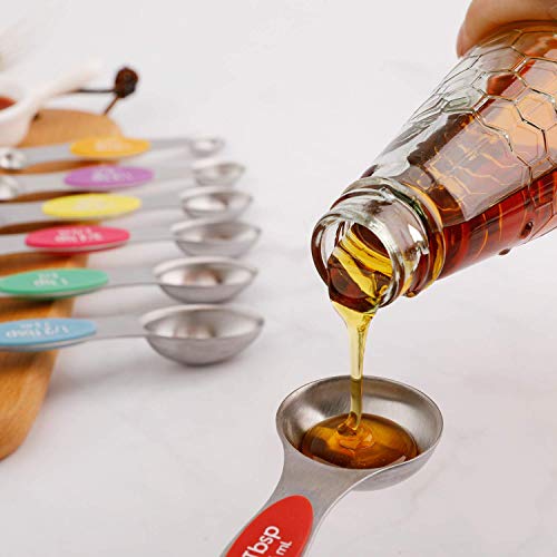  Magnetic Measuring Spoons Stainless Steel Teaspoon And Tablespoon Measurement Spoon Set Of 5 For Dry And Liquid Ingredients