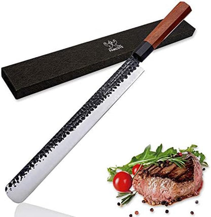  6.5 Inch Butcher Knife, 3 Layer 9CR18MOV Clad Steel W/octagon Handle Serbian Meat Cleaver Knife With Leather Knife Sheath