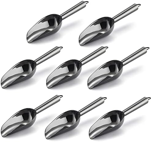 Mini Scoop, E-far 3 Ounce Stainless Steel Kitchen Utility Scoops, Ideal For Candy/Ice Cube/Flour/Sugar/Coffee Bean/Protein Powder, Food Grade & Anti Rust, Easy Clean & Dishwasher Safe (4 Pack)