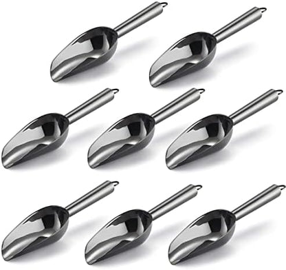  Mini Scoop, E-far 3 Ounce Stainless Steel Kitchen Utility Scoops, Ideal For Candy/Ice Cube/Flour/Sugar/Coffee Bean/Protein Powder, Food Grade & Anti Rust, Easy Clean & Dishwasher Safe (4 Pack)
