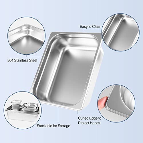  Hotel Pan Full Size Stainless Steel Steam Table Pan, 2.6’’ Deep Chafer Food Pan, Pack Of 6 Stackable Anti-Jam Steam Pan For Hotel, Restaurant Supplies, Party, Buffet And Event Catering