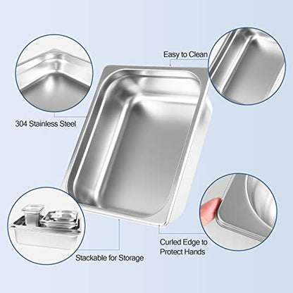  Hotel Pan Full Size Stainless Steel Steam Table Pan, 2.6’’ Deep Chafer Food Pan, Pack Of 6 Stackable Anti-Jam Steam Pan For Hotel, Restaurant Supplies, Party, Buffet And Event Catering
