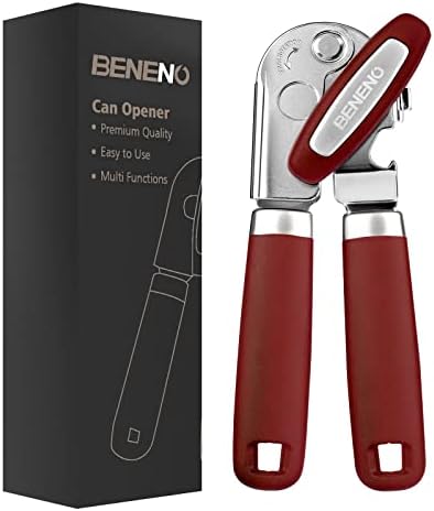  Can Opener Manual, Can Opener With Magnet, Hand Can Opener With Sharp Blade Smooth Edge, Handheld Can Openers With Big Effort-Saving Knob, Can Opener With Multifunctional Bottles Opener