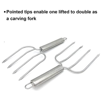  Stainless Steel Turkey & Roast Lifters, Set Of 2 - Turkey And Poultry Lifters Roaster Poultry Forks Great For Thanksgiving, Transfer Turkey Or Ham Easily