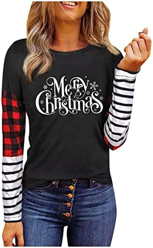  Crewneck Sweatshirts For Women Fall Plus Size Sweatshirts Long Sleeve Christmas Print Loose Tops Pullover Top Fall