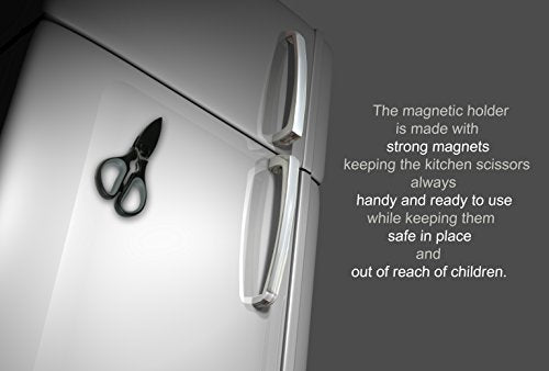  Kitchen Scissors With Magnetic Holder & Tea Infuser - Ultra Sharp Strong Durable - 100% Rust Proof - Soft Grip