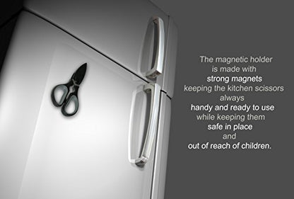  Kitchen Scissors With Magnetic Holder & Tea Infuser - Ultra Sharp Strong Durable - 100% Rust Proof - Soft Grip