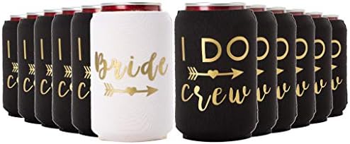  I Do Crew And Bride Bachelorette Party Can Coolers, Set Of 12 Beer Can Coolies, Perfect Bachelorette Party Decorations And Bridesmaid Gifts (Navy Blue)
