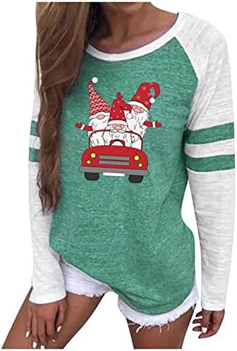  Womens Causal Loose Crewneck Cute Crew Neck Christmas Print Long Sleeve Sweatshirts Loose Tops Pullover Top Streetwear