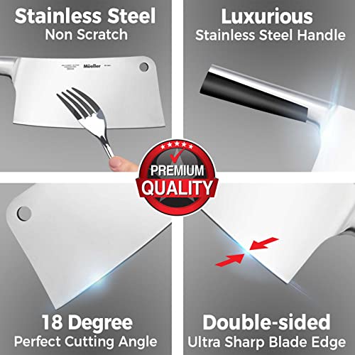  7-inch Meat Cleaver Knife, Stainless Steel Professional Butcher Chopper, Stainless Steel Handle, Heavy Duty Blade For Home Kitchen And Restaurant, Valentines Day Gifts For Him