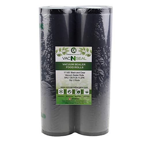  2 Large Commercial Bargains 11" X 50' Black And Clear Commercial Vacuum Sealer Food Storage Rolls