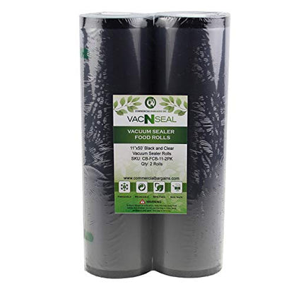  2 Large Commercial Bargains 11" X 50' Black And Clear Commercial Vacuum Sealer Food Storage Rolls