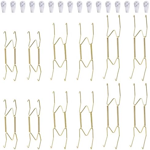  12 Pack Plate Hangers, 6 8 10 Inch Wall Plate Hangers And 16 Pack Wall Hooks, Compatible 6 To 10.5 Inch Decorative Plates, Antique China, Antique Plates And Arts