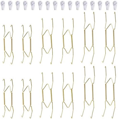 12 Pack Plate Hangers, 6 8 10 Inch Wall Plate Hangers And 16 Pack Wall Hooks, Compatible 6 To 10.5 Inch Decorative Plates, Antique China, Antique Plates And Arts