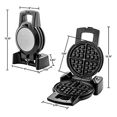 Vente Electric Waffle Maker 1000W Power With Nonstick Plates And 180 Rotating Flip Function, Perfect For Cooking Belgian Waffles And Breakfast, Portable And Compact Design, Black WMF1440BR