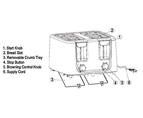  -TT029 Toaster, 4 Slice, Black
