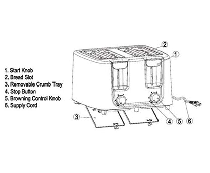  -TT029 Toaster, 4 Slice, Black