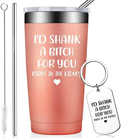  Best Friend Gift For Women - Funny Friendship Birthday Gifts For Friends Female, Bestie, BFF - Sister Gifts From Sister - 20oz Vacuum Insulated Wine Tumbler With Keychain