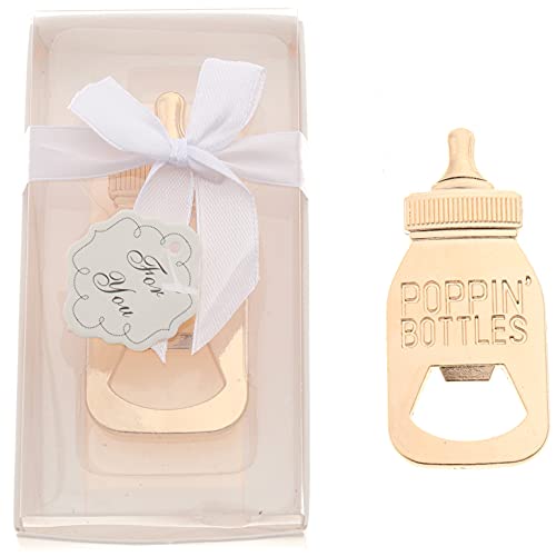  30 Pack Baby Shower And Gender Reveal Bottle Openers Party Favors Souvenirs For Guests With Gift Boxes For Boy And Girl Newborn (White - Baby Bottle, 30)