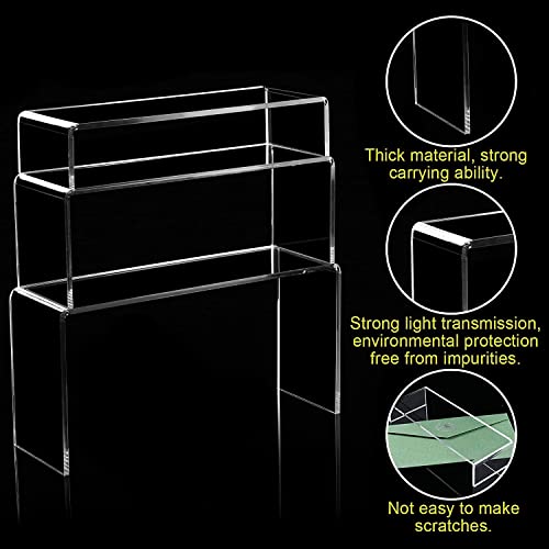  Acrylic Display Risers 2 Sets - 9'' Risers For Display Clear Acrylic Risers For Display Thicken Acrylic Shelf Riser For Figure Collection Jewelry Cup Perfume Cake Buffet 6pcs 3 Assorted Sizes