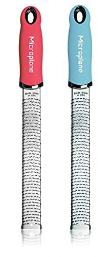 Microplane Premium Classic Zester Grater 2 Pack (Blue Grotto And Rouge Red)
