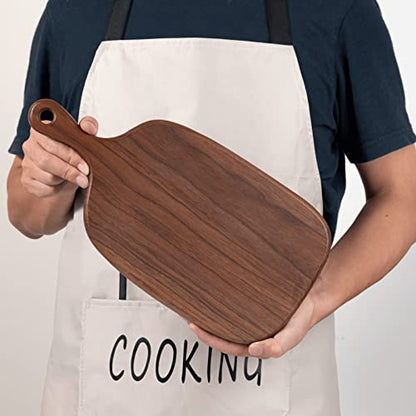  Wooden Cutting Boards For Kitchen, Thick Walnut Wood Chopping Board With Handle, Small Food Serving Board For Meat Veggies Charcuterie Cheese Crackers (15"x7.28"x0.8")