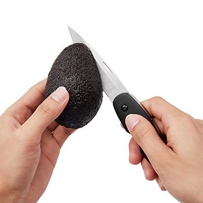  Sharp Folding Fruit Knife Spoon Combo Blade 3.5" Avocado Slicer Kiwi Cutter Travel Camping Utensils Stainless Steel Kitchen Vegetable