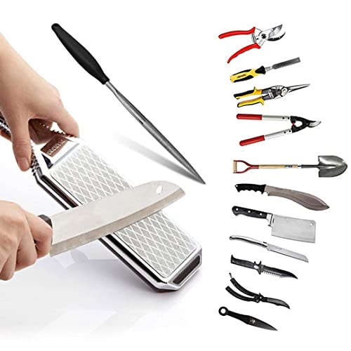  Knife Sharpeners Handheld 300/600 Grit Double Sided Diamond Knife Sharpening Weststone Stone For Kitchen Knives Scissors Garden Tools With Scissors Sharpener(SHA-2W SET)