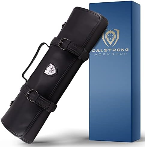  - Large Chef Knife Roll Bag - Brazilian Leather - California Brown - Vagabond Series - 16 Slots - Interior And Rear Zippered Pockets - Blade Travel Storage/Case