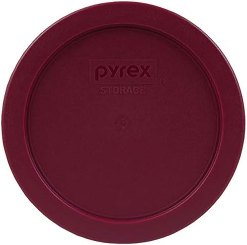 Pyrex 7201-PC Sangria Dark Red Burgundy Round Plastic Food Storage Replacement Lid, Made In USA - 4 Pack