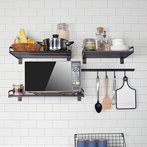  Maximize Your Kitchen Space With Microwave Oven Rack - Wall-Mounted Organizer For Cookware And Electric Oven - 60 Lb Weight Capacity - Suitable For Microwave And Electric Oven
