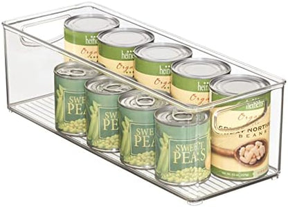  Plastic Stackable Kitchen Organizer - Storage Bin With Handles For Refrigerator, Freezer, Cabinet, And Pantry Shelves Organization - Food Container - Ligne Collection - Clear