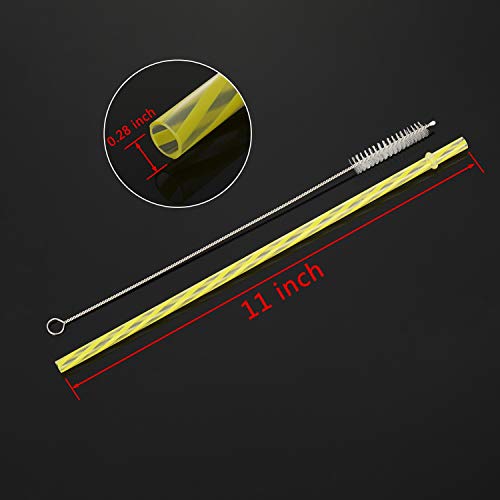  50 Pieces Reusable Drinking Straw Thick Plastic Straws With Cleaning Brush Straw Cleaner (11 Inch, Multi Color 2)