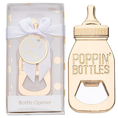  24Packs Golden Baby Bottle Openers For Baby Shower Favors Gifts, Decorations Souvenirs, Poppin Bottles Openers With Exquisite Gifts Box Used For Guests  Gender Reveal Party Favors (white, 24)