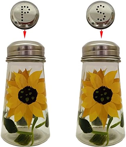  Hand Painted Salt And Pepper Shaker Set With S And P Stainless Lids (2, Sunflowers)