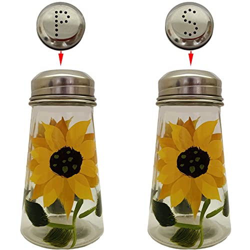  Hand Painted Salt And Pepper Shaker Set With S And P Stainless Lids (2, Sunflowers)