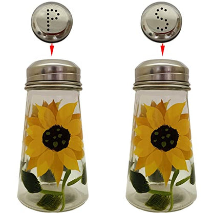  Hand Painted Salt And Pepper Shaker Set With S And P Stainless Lids (2, Sunflowers)