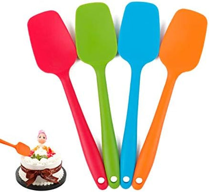  4-Piece Silicone Spatula 11inch Large Rubber Heat-Resistant Baking Spatulas Baking Mixing Tool Non-Stick Flexible Seamless Spatulas With Stainless Steel Core