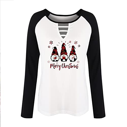  Womens Causal Loose Crewneck Fall Plus Size Christmas Print Long Sleeve Fashion Sweatshirts Pullover Top Fall Clothes