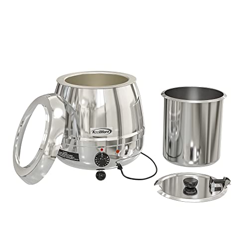  Commercial Soup Kettle Warmer With Hinged Lid And Removable Stainless-Steel Pot Insert For Buffet, Restaurant, Party, Event, And Catering, Large 2.4 Gallon, Electric [Silver] (SK-SS-3G)