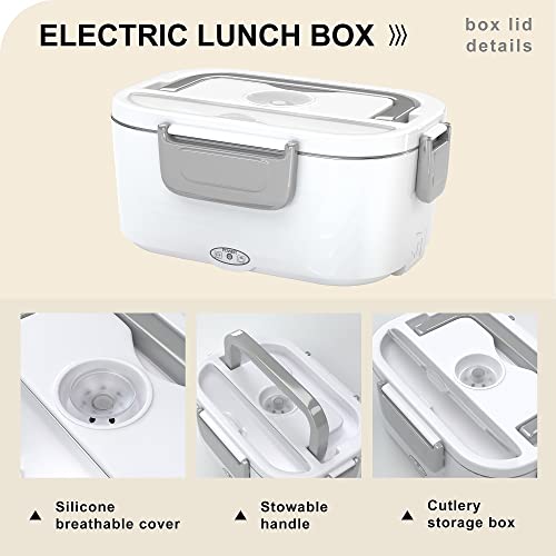  Electric Lunch Box Portable 3 In 1 Food Warmer 100 W For Car Food Heater 12V 24V 110V 3 In1 Portable Microwave For Car And Home With Detachable 304 Stainless Steel Container And Spoon