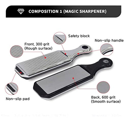  Knife Sharpeners Handheld 300/600 Grit Double Sided Diamond Knife Sharpening Weststone Stone For Kitchen Knives Scissors Garden Tools With Scissors Sharpener(SHA-2W SET)