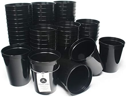  16 Oz Reusable Plastic Stadium Cups, Bulk 50 Pk, USA Made, BPA-Free Dishwasher Safe Plastic Tumblers, Light Pink