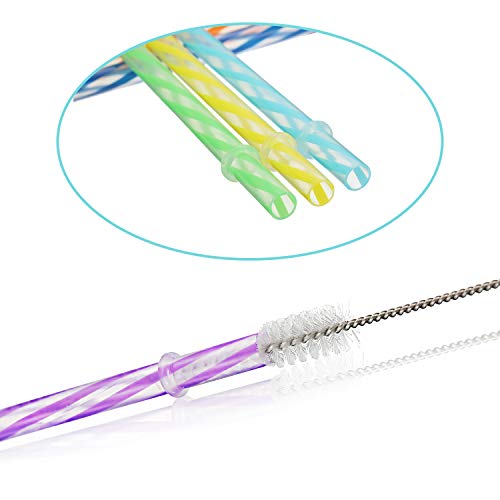  50 Pieces Reusable Drinking Straw Thick Plastic Straws With Cleaning Brush Straw Cleaner (11 Inch, Multi Color 2)