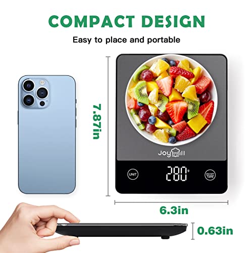  Food Scale, 22lb Digital Kitchen Scale Food Ounces And Grams For Weight Loss, Baking And Cooking, Premium Stainless Steel Food Weight Scale With LED Display, Batteries Included, Black