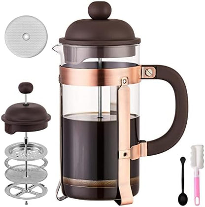  French Press Coffee & Tea Maker, 34 Ounce Coffee Press Coffee Maker, 304 Stainless Steel Heat Resistant High Boron Glass Easy To Clean (Dark Green, 34oz)