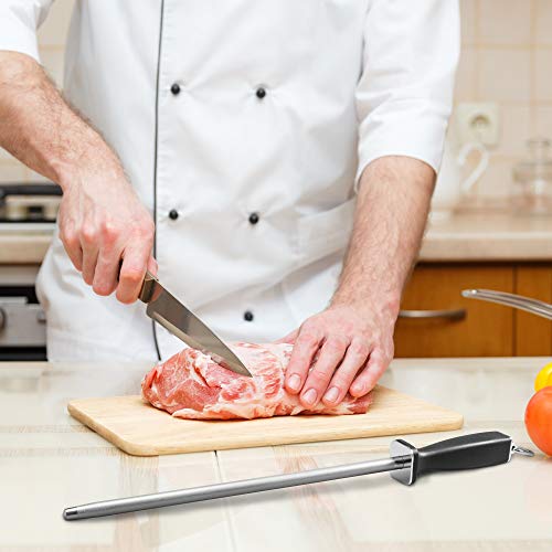  Uperior Knife Sharpening Rod, 12 Inch Professional Diamond Brushed Sharpening Steel