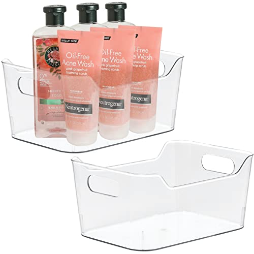  Plastic Storage Bins For Kitchen Organization, Pantry Organization And Storage, Closet Organizers & Storage Containers - Baskets For Organizing Cabinets, Freezer, & Fridge Organizer Bin Set Of 2