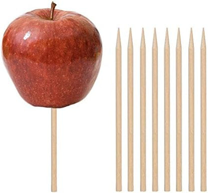  Wooden Candy Apple Skewer Sticks, 6mm 5.25inch Natural Bamboo Skewers BBQ Caramel Apple Sticks Cotton Candy Stick Rock Candy Stick Skewer Semi Pointed Lollipop Sticks Barbecue Corn Dog